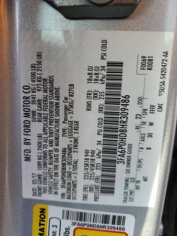 Photo 10 from auction – 2017 FORD FUSION SE with VIN 3FA6P0HD8HR309486