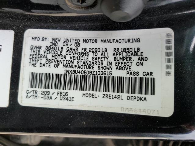 Photo 10 from auction – 2009 TOYOTA COROLLA BA with VIN 1NXBU40E09Z103615