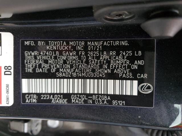 Photo 10 from auction – 2021 LEXUS ES 350 BAS with VIN 58ADZ1B14MU093045