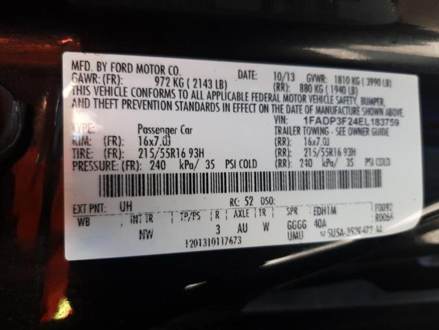 Photo 10 from auction – 2014 FORD FOCUS SE with VIN 1FADP3F24EL183759