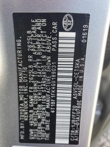 Photo 10 from auction – 2016 TOYOTA CAMRY LE with VIN 4T1BF1FK4GU189031