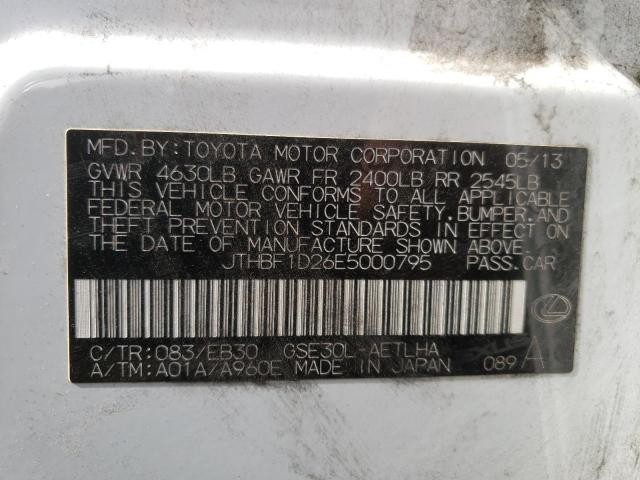 Photo 10 from auction – 2014 LEXUS IS 250 with VIN JTHBF1D26E5000795