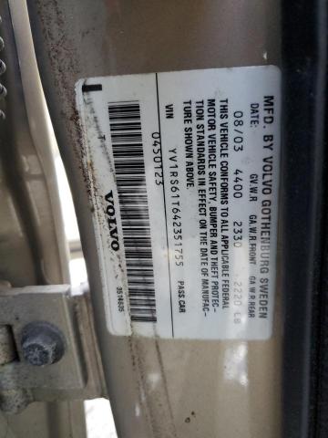 Photo 10 from auction – 2004 VOLVO S60 with VIN YV1RS61T642351755