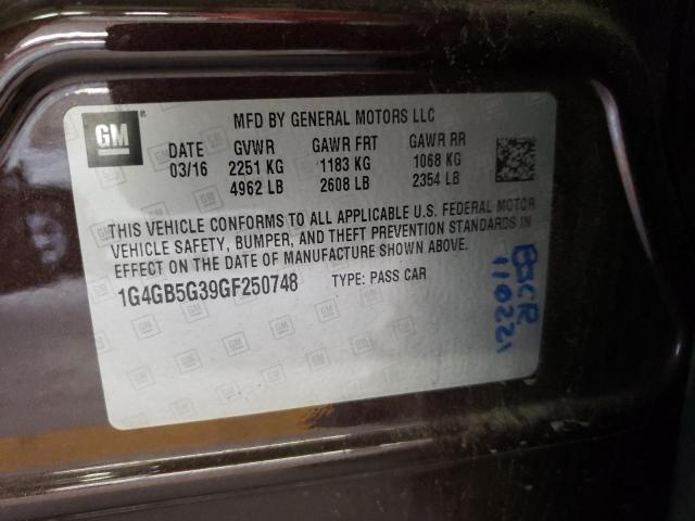 Photo 10 from auction – 2016 BUICK LACROSSE with VIN 1G4GB5G39GF250748