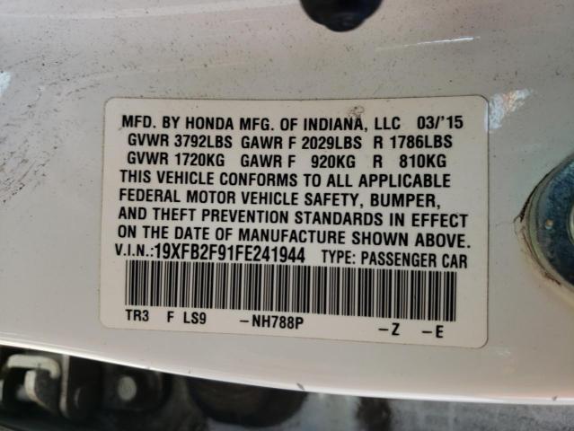 Photo 10 from auction – 2015 HONDA CIVIC EXL with VIN 19XFB2F91FE241944