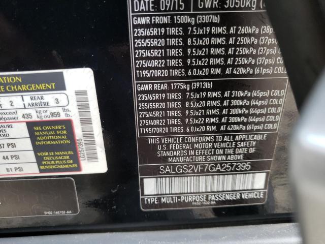 Photo 10 from auction – 2016 LAND ROVER RANGE ROVE with VIN SALGS2VF7GA257395