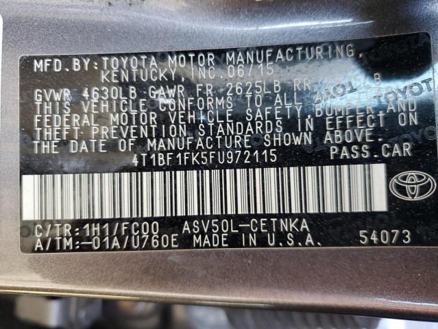 Photo 10 from auction – 2015 TOYOTA CAMRY LE with VIN 4T1BF1FK5FU972115