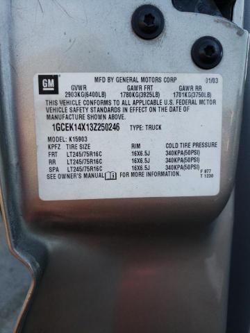 Photo 10 from auction – 2003 CHEVROLET SILVERADO with VIN 1GCEK14X13Z250246