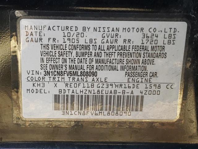 Photo 10 from auction – 2021 NISSAN VERSA SR with VIN 3N1CN8FV6ML808090