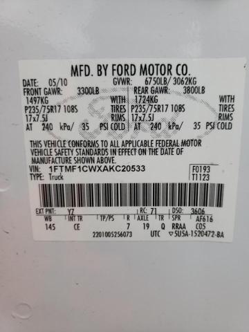 Photo 10 from auction – 2010 FORD F150 with VIN 1FTMF1CWXAKC20533