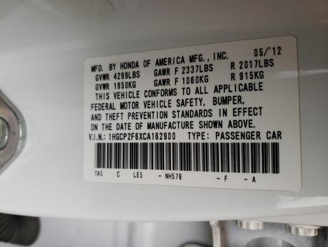 Photo 10 from auction – 2012 HONDA ACCORD SE with VIN 1HGCP2F6XCA162900