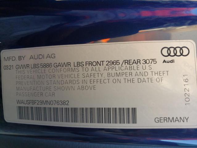 Photo 10 from auction – 2021 AUDI S7 PRESTIG with VIN WAUSFBF29MN076382