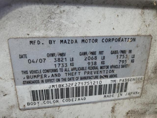 Photo 10 from auction – 2007 MAZDA 3 I with VIN JM1BK32F271751210