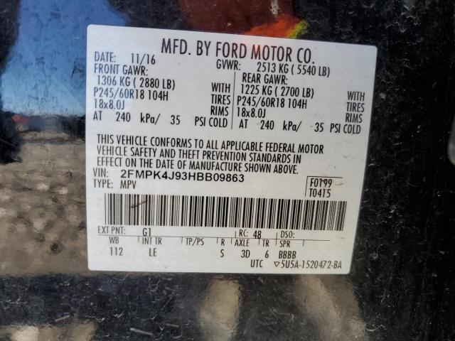 Photo 10 from auction – 2017 FORD EDGE SEL with VIN 2FMPK4J93HBB09863