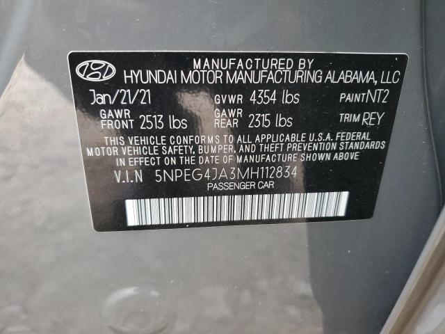 Photo 10 from auction – 2021 HYUNDAI SONATA SE with VIN 5NPEG4JA3MH112834