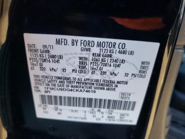 Photo 10 from auction – 2012 FORD ESCAPE XLT with VIN 1FMCU9DG4CKA74619