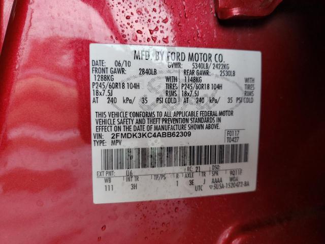 Photo 10 from auction – 2010 FORD EDGE LIMIT with VIN 2FMDK3KC4ABB62309