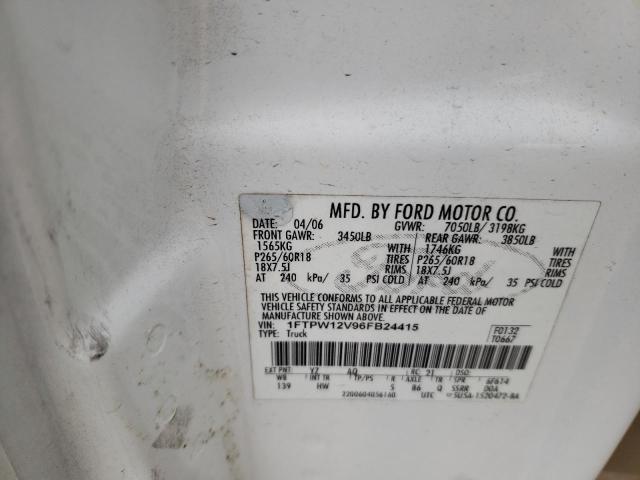 Photo 10 from auction – 2006 FORD F150 SUPER with VIN 1FTPW12V96FB24415