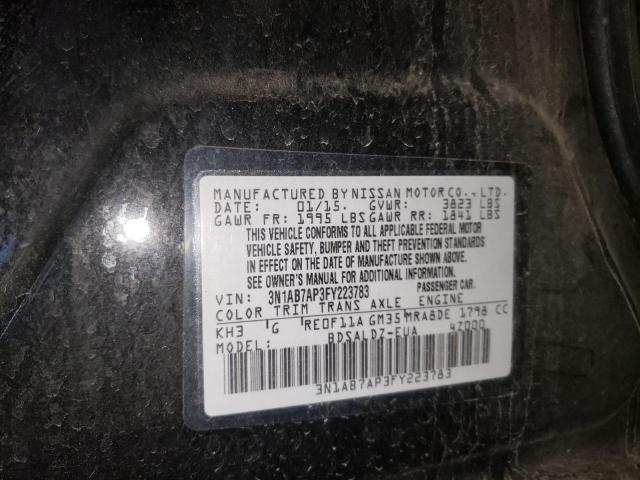 Photo 10 from auction – 2015 NISSAN SENTRA S with VIN 3N1AB7AP3FY223783