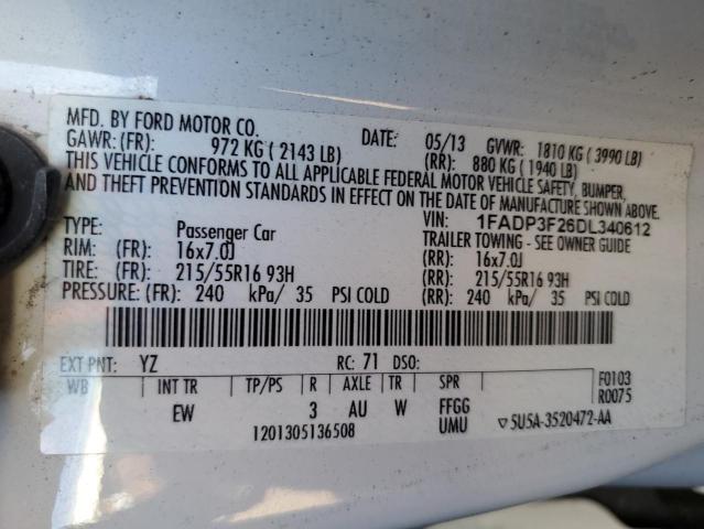 Photo 10 from auction – 2013 FORD FOCUS SE with VIN 1FADP3F26DL340612