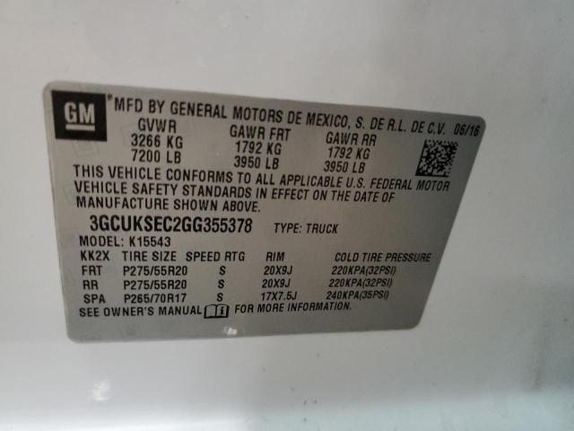 Photo 10 from auction – 2016 CHEVROLET SILVERADO with VIN 3GCUKSEC2GG355378