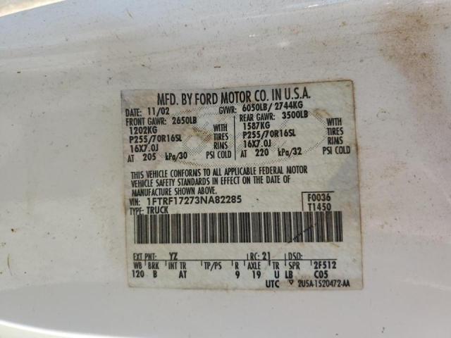 Photo 10 from auction – 2003 FORD F150 with VIN 1FTRF17273NA82285