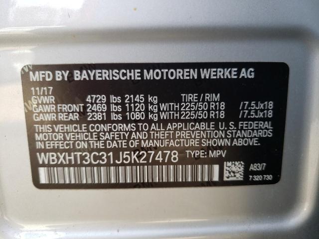 Photo 10 from auction – 2018 BMW X1 XDRIVE2 with VIN WBXHT3C31J5K27478