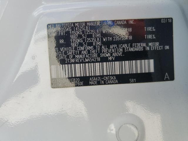 Photo 10 from auction – 2018 TOYOTA RAV4 SE with VIN 2T3NFREV1JW454218