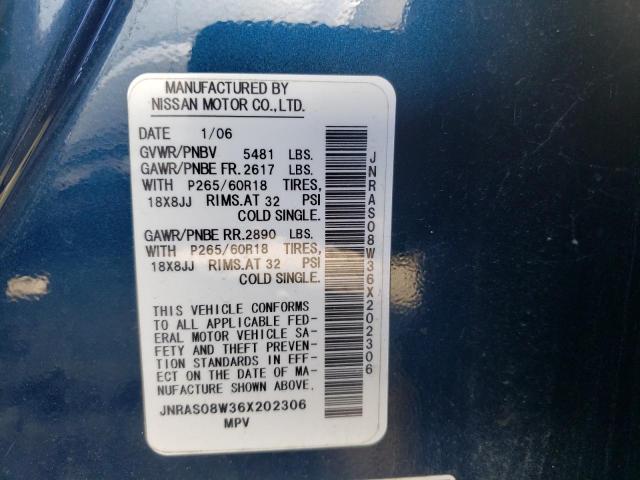 Photo 10 from auction – 2006 INFINITI FX35 with VIN JNRAS08W36X202306