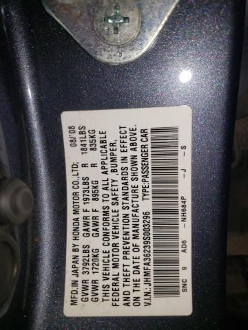 Photo 10 from auction – 2009 HONDA CIVIC HYBR with VIN JHMFA36239S003296