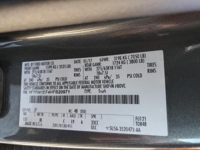 Photo 10 from auction – 2017 FORD F150 SUPER with VIN 1FTFW1EF4HFB20971