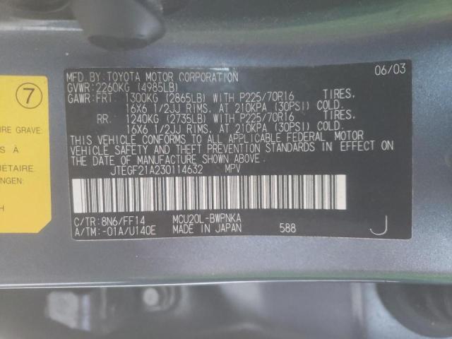 Photo 10 from auction – 2003 TOYOTA HIGHLANDER with VIN JTEGF21A230114632