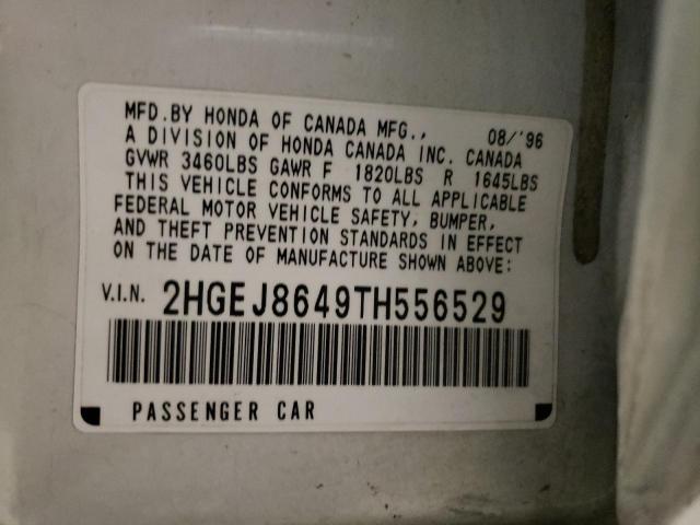 Photo 10 from auction – 1996 HONDA CIVIC EX with VIN 2HGEJ8649TH556529