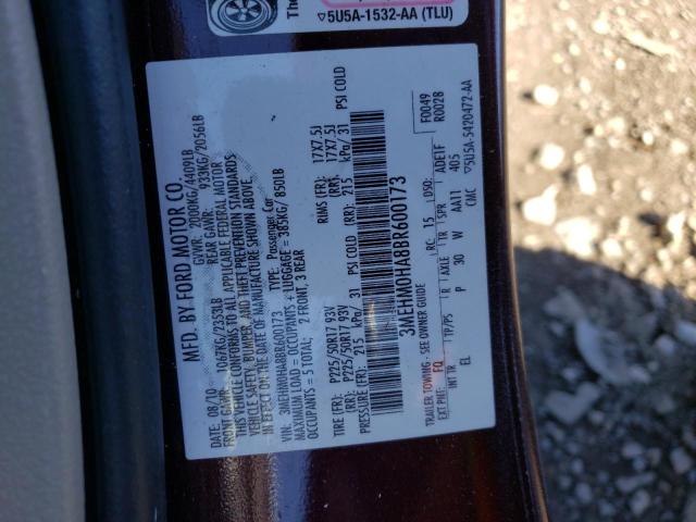 Photo 10 from auction – 2011 MERCURY MILAN with VIN 3MEHM0HA8BR600173