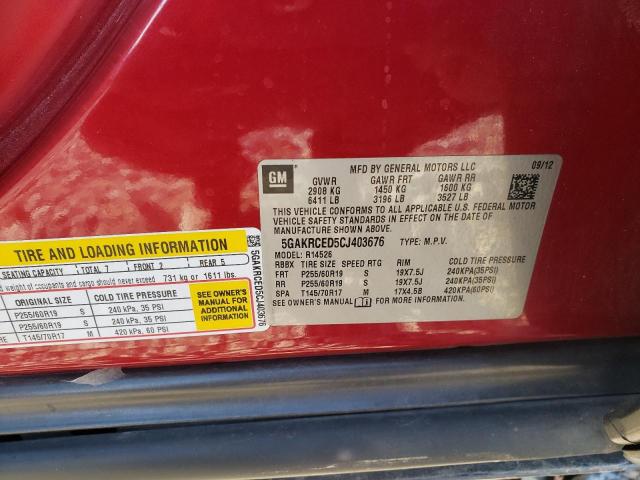 Photo 10 from auction – 2012 BUICK ENCLAVE with VIN 5GAKRCED5CJ403676