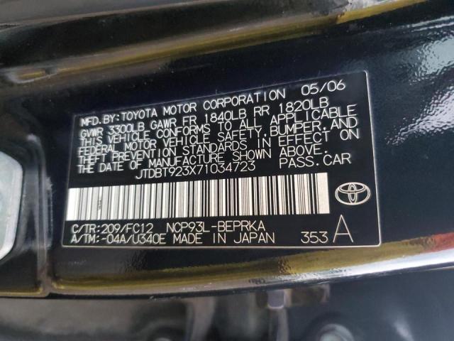 Photo 10 from auction – 2007 TOYOTA YARIS with VIN JTDBT923X71034723