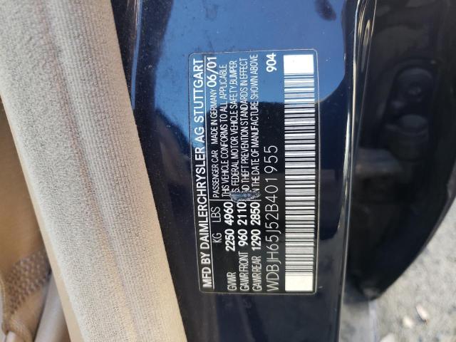 Photo 10 from auction – 2002 MERCEDES-BENZ E 320 with VIN WDBJH65J52B401955