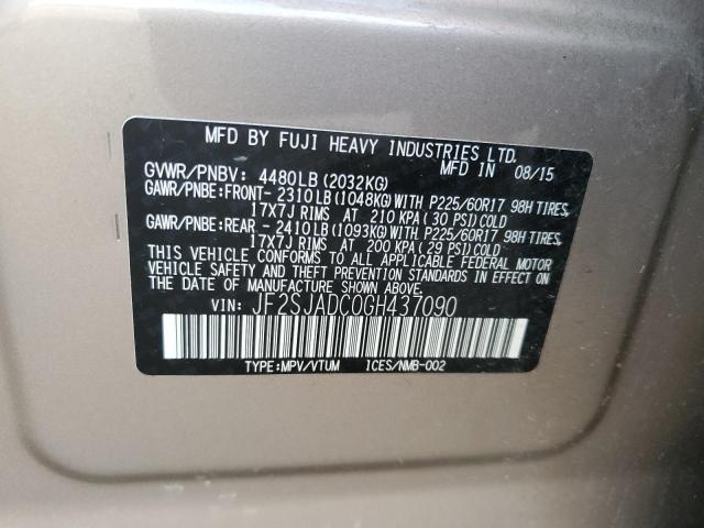 Photo 10 from auction – 2016 SUBARU FORESTER 2 with VIN JF2SJADC0GH437090