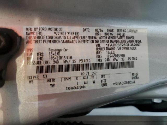 Photo 10 from auction – 2016 FORD FOCUS S with VIN 1FADP3E26GL362650