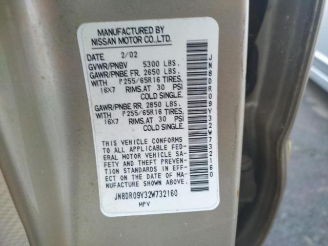 Photo 10 from auction – 2002 NISSAN PATHFINDER with VIN JN8DR09Y32W732160