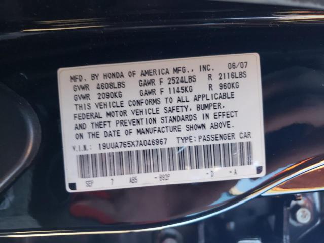 Photo 10 from auction – 2007 ACURA TL TYPE S with VIN 19UUA765X7A046967