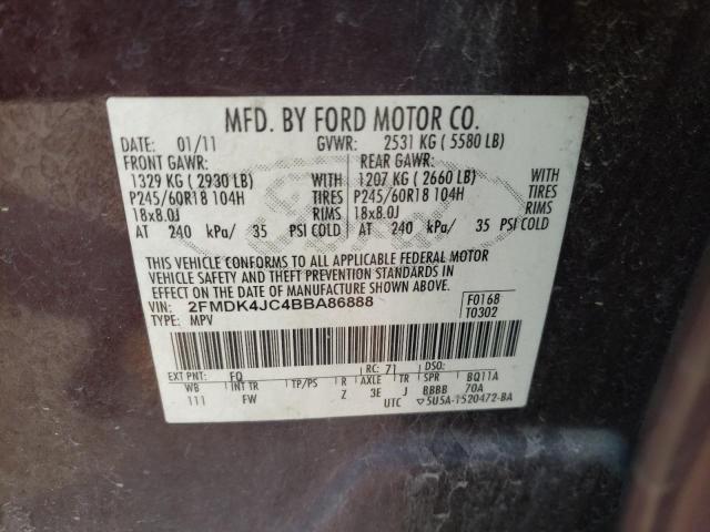 Photo 10 from auction – 2011 FORD EDGE SEL with VIN 2FMDK4JC4BBA86888