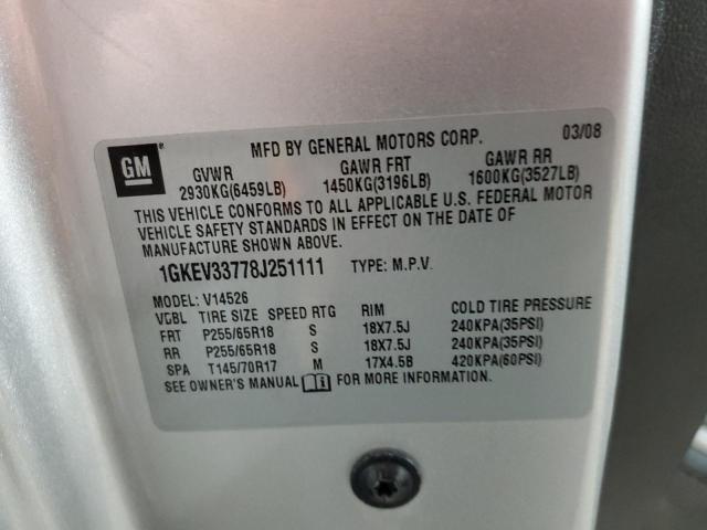Photo 10 from auction – 2008 GMC ACADIA SLT with VIN 1GKEV33778J251111