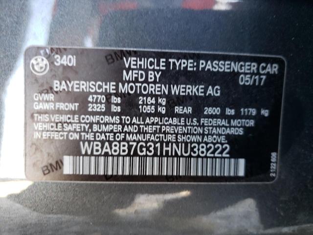 Photo 10 from auction – 2017 BMW 340 XI with VIN WBA8B7G31HNU38222
