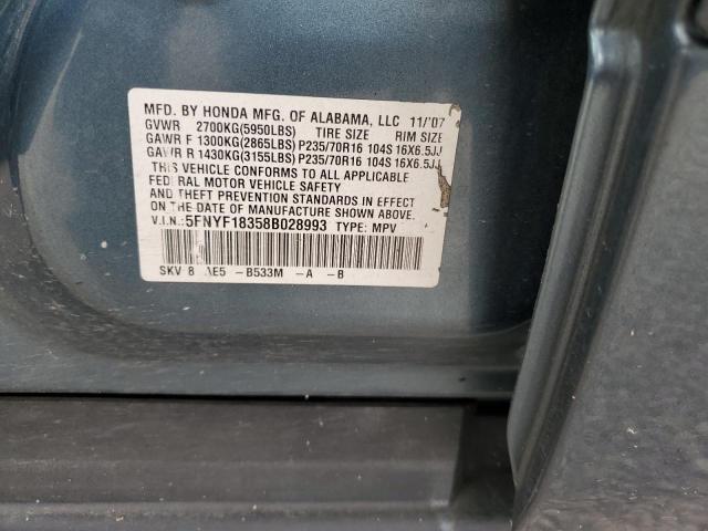 Photo 10 from auction – 2008 HONDA PILOT SE with VIN 5FNYF18358B028993