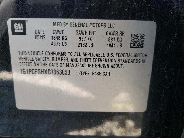 Photo 10 from auction – 2012 CHEVROLET CRUZE LS with VIN 1G1PC5SHXC7363853
