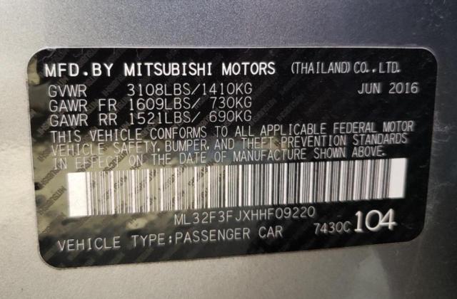 Photo 10 from auction – 2017 MITSUBISHI MIRAGE G4 with VIN ML32F3FJXHHF09220
