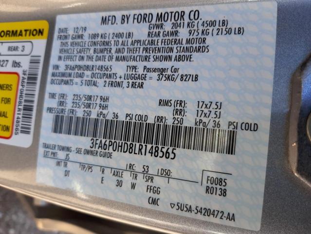 Photo 10 from auction – 2020 FORD FUSION SE with VIN 3FA6P0HD8LR148565