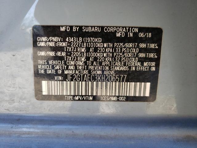 Photo 10 from auction – 2019 SUBARU CROSSTREK with VIN JF2GTAEC3KH206577
