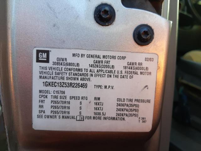 Photo 10 from auction – 2003 GMC YUKON with VIN 1GKEC13Z53R226469
